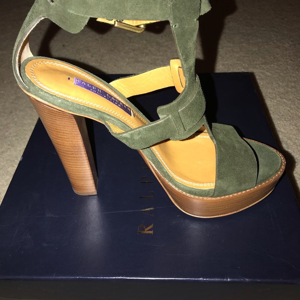 Olive Ralph Lauren Purple Label Suede Heel